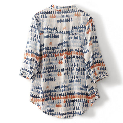 Elegant women's flowy blouse, perfect for spring & summer. Relaxed fit top with unique hand-dipped color, airy & comfortable.