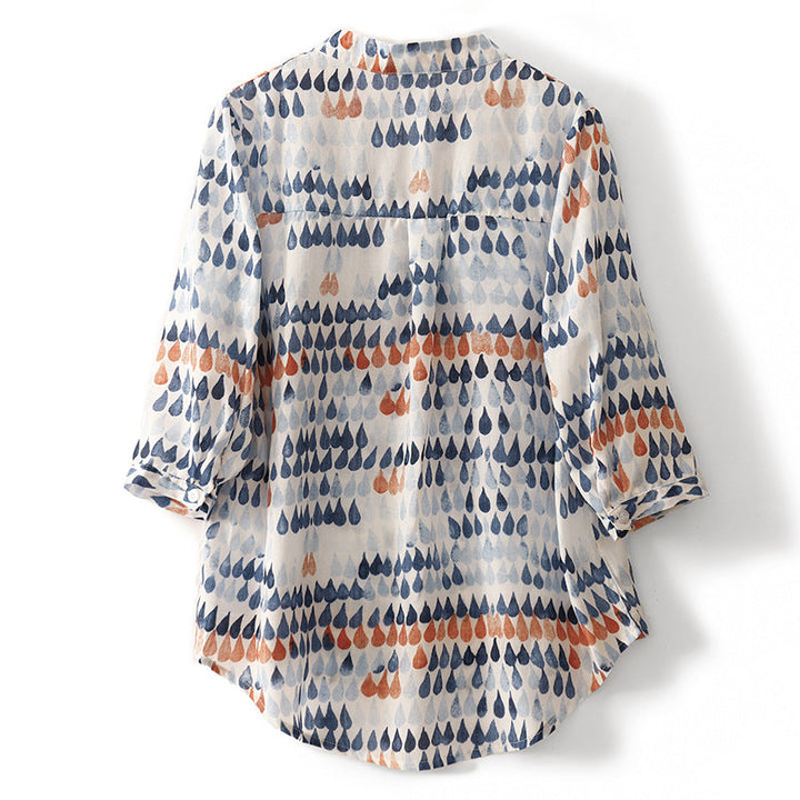 Elegant women's flowy blouse, perfect for spring & summer. Relaxed fit top with unique hand-dipped color, airy & comfortable.