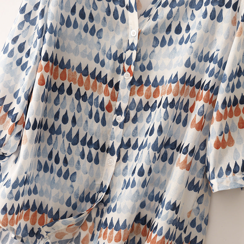 Women's comfortable & airy flowy top. Unique hand-dipped color blouse with a relaxed fit for casual or elegant style.