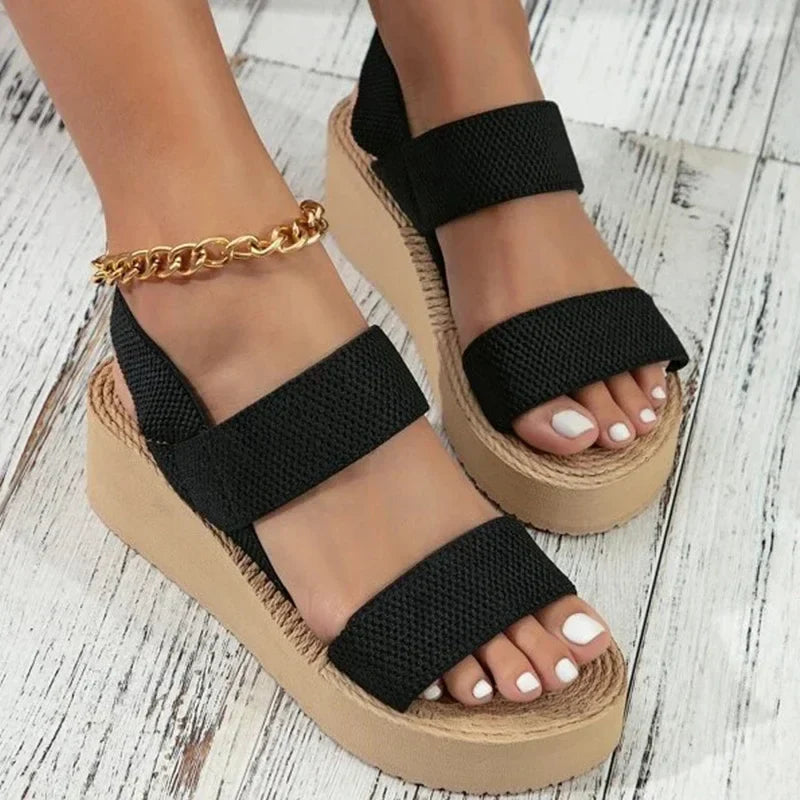 Comfortable, light women's summer sandals. Open-toe flat footwear, perfect for effortless casual & elegant warm-weather outfits.