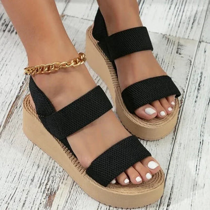 Comfortable, light women's summer sandals. Open-toe flat footwear, perfect for effortless casual & elegant warm-weather outfits.