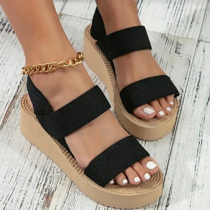 Vacation-ready Ibiza summer sandals for women. Light, comfortable, and elegant flat design for warm weather casual footwear.