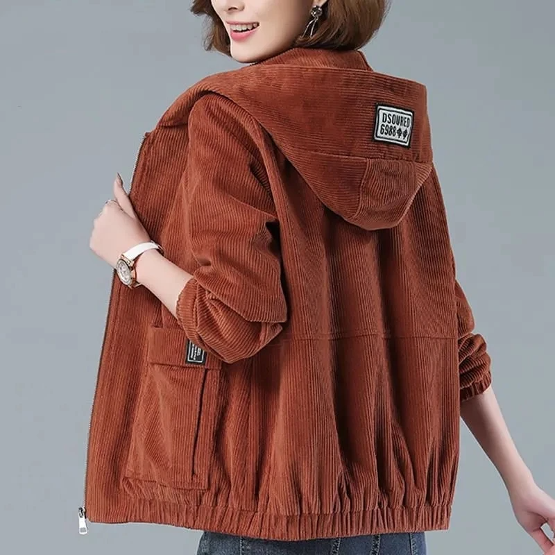 Women's effortless layering hooded jacket with relaxed fit, perfect for all-season casual wear.
