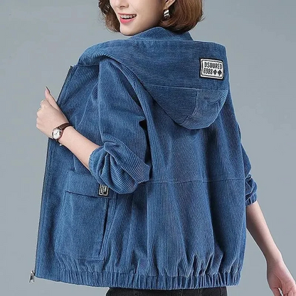 All-season women's layering hooded jacket, a lightweight and relaxed fit outerwear essential for versatile style.