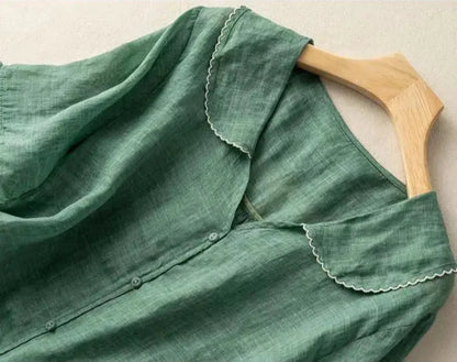 Lightweight & comfortable women's linen top with a relaxed fit. Ideal breathable casual shirt for everyday wear.