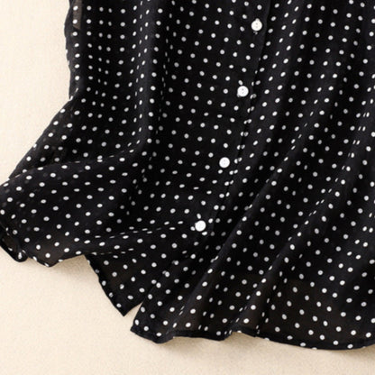 Stylish polka dot short sleeve women's top, a chic and versatile casual shirt perfect for summer fashion.