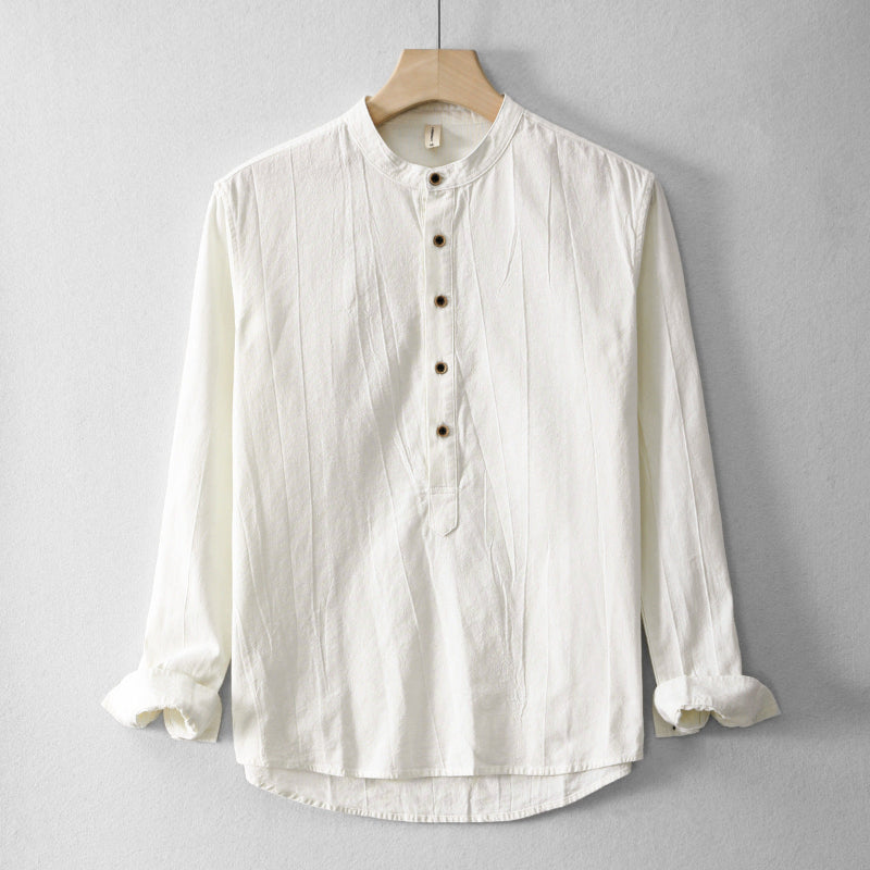 Comfortable women's relaxed henley top, ideal for everyday style. Long sleeve, versatile for spring & summer fashion.