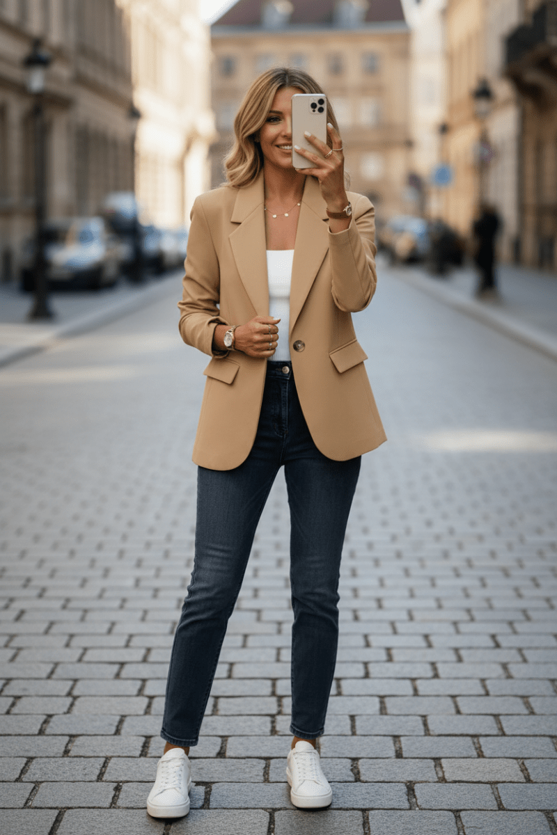 Must-have women's effortless blazer jacket, a versatile addition to your spring wardrobe.