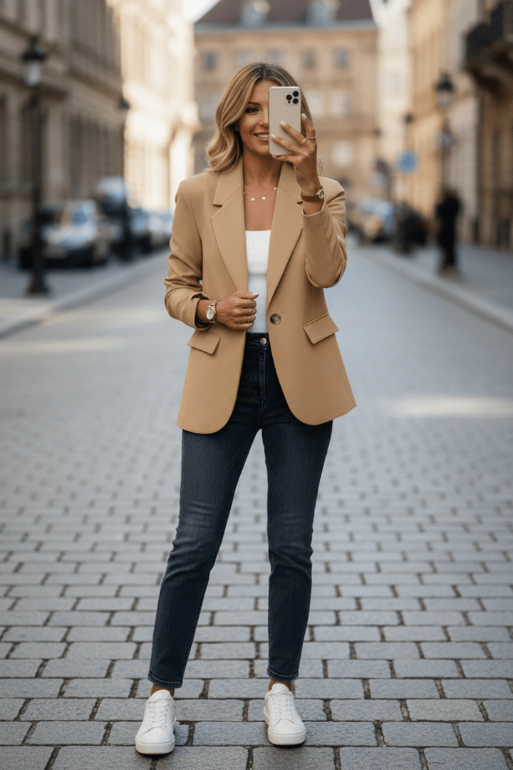 Must-have women's effortless blazer jacket, a versatile addition to your spring wardrobe.