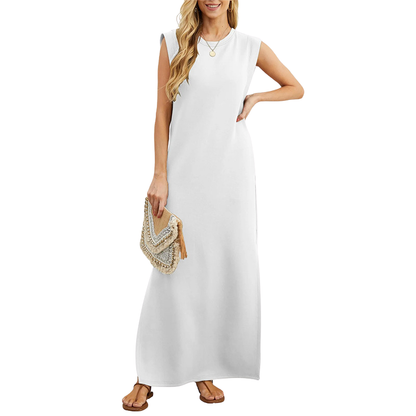 Boho floral print sleeveless cami maxi dress for women. Perfect long, flowy summer beach and vacation outfit.