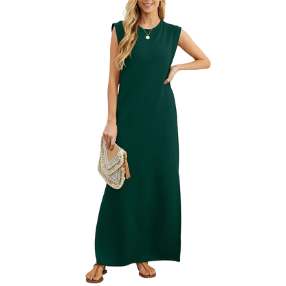 Flowy long women's summer dress. Sleeveless cami boho maxi with beautiful floral print, comfortable & stylish.