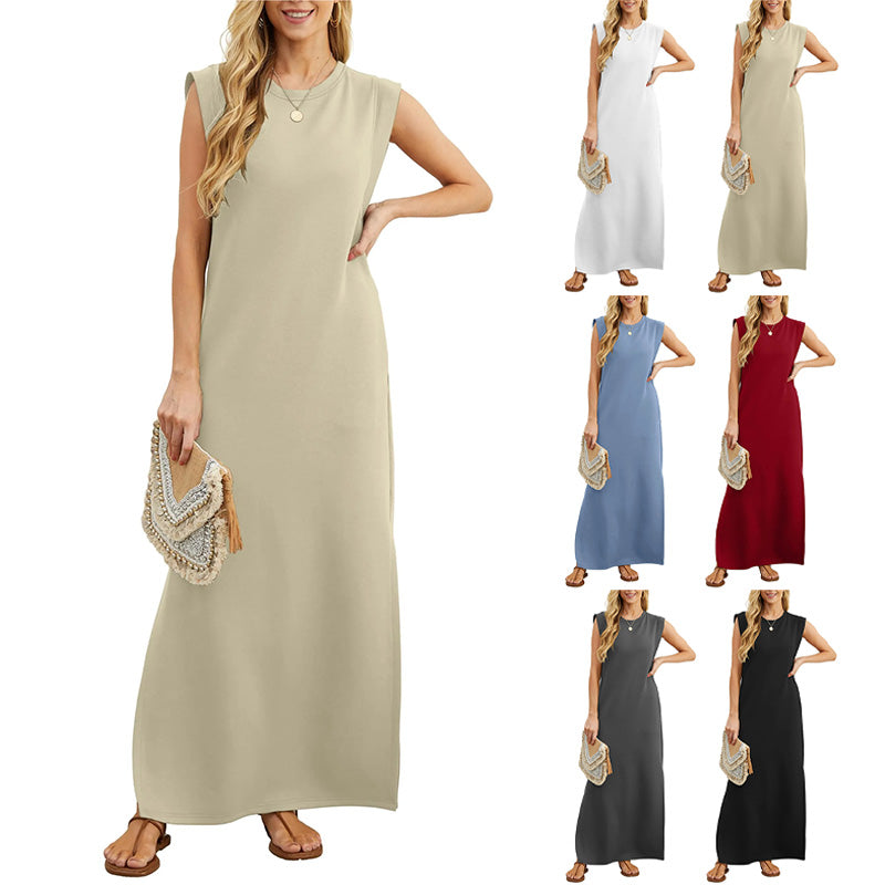 Chic women's sleeveless casual maxi dress, offering ultimate comfort for warm summer days.