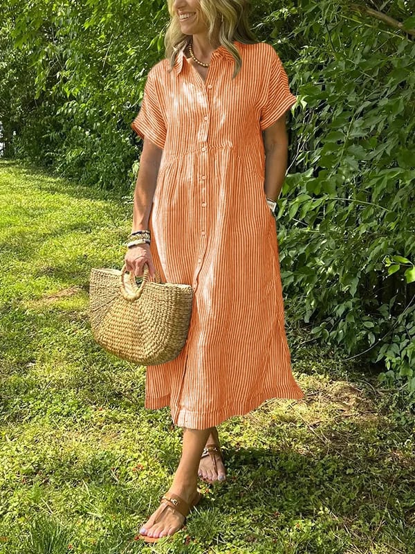 Versatile women's long maxi shirt dress, effortless style for casual or elegant occasions.