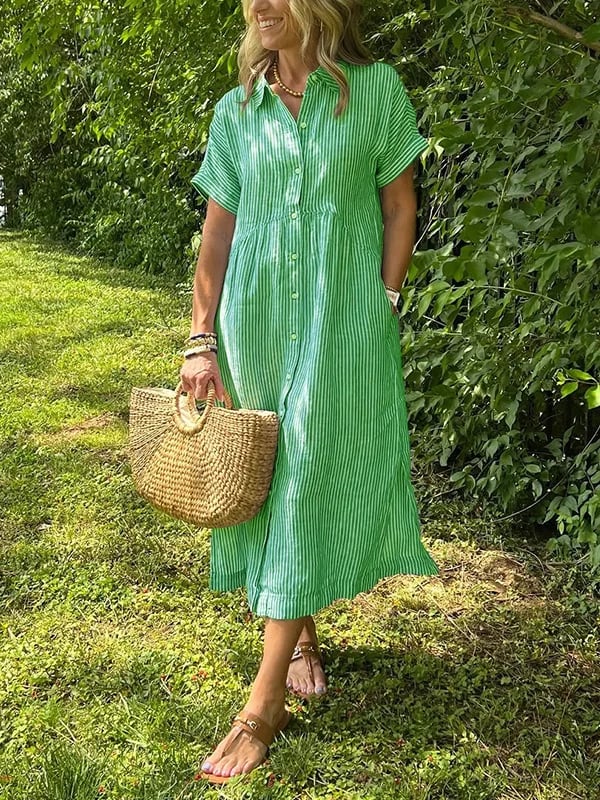 Comfortable women's soft-touch maxi shirt dress, ideal for summer, day, or casual wear.