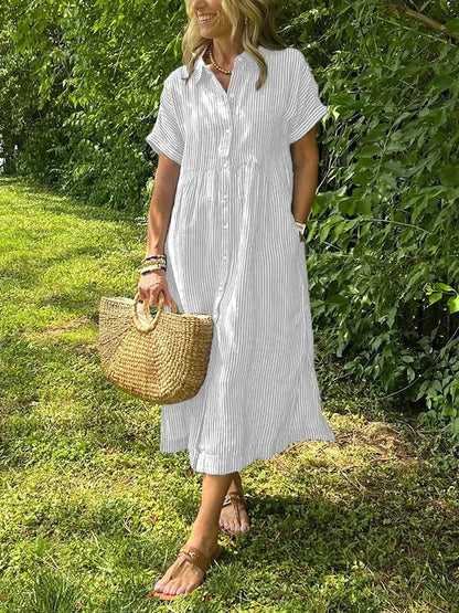 Effortless soft-touch women's maxi shirt dress, perfect for a comfortable & stylish casual day.