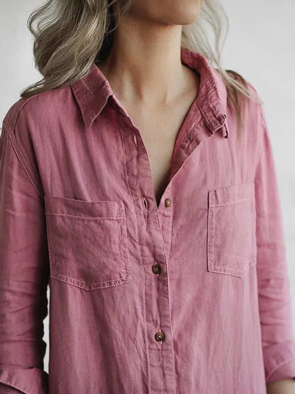 Versatile women's long sleeve button-up jumpsuit. A comfortable, relaxed fit one-piece for effortless daily style.