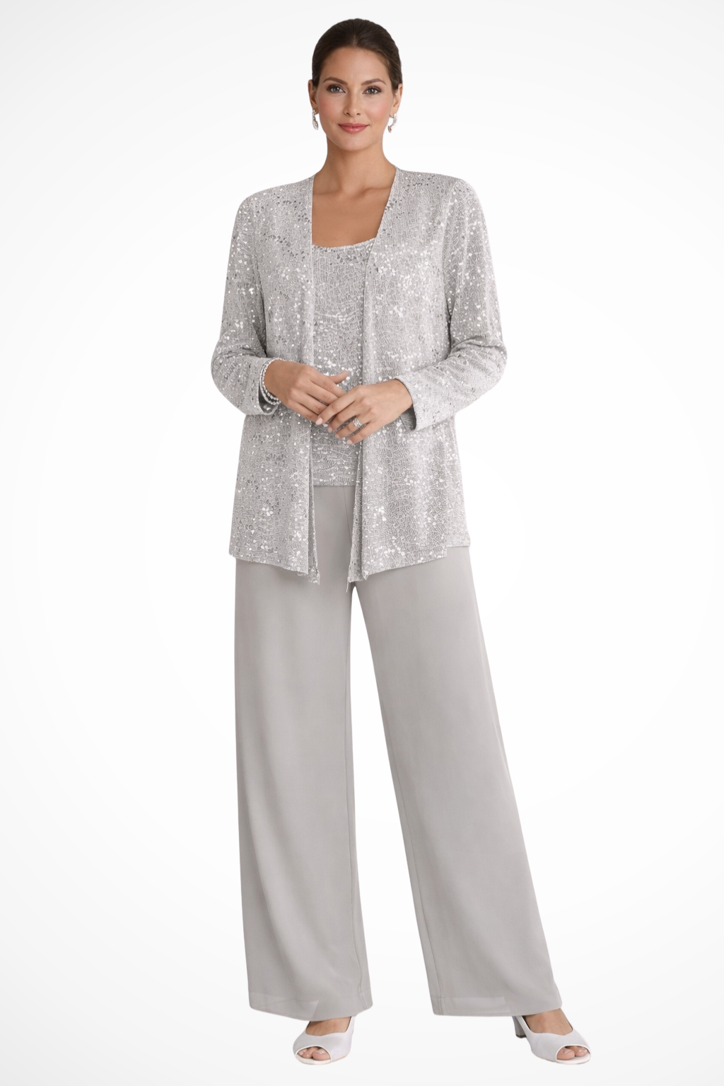 Women's elegant 3-piece formal evening set with a flowing silhouette. Perfect for special occasions.