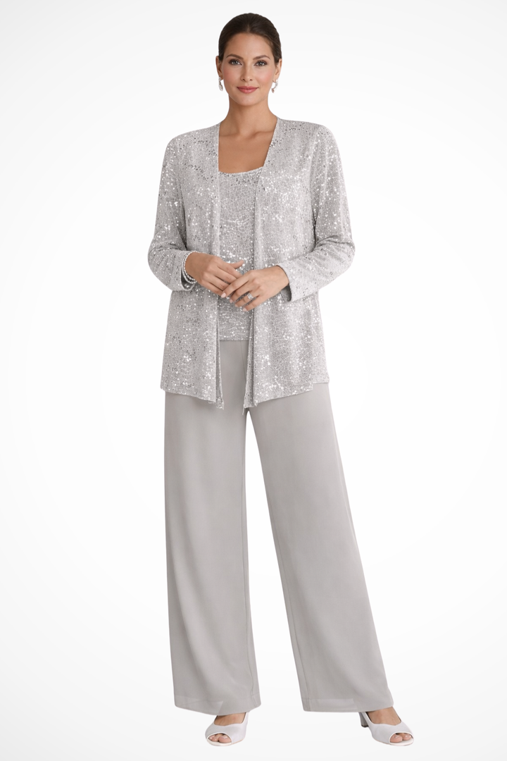 Women's elegant 3-piece formal evening set with a flowing silhouette. Perfect for special occasions.