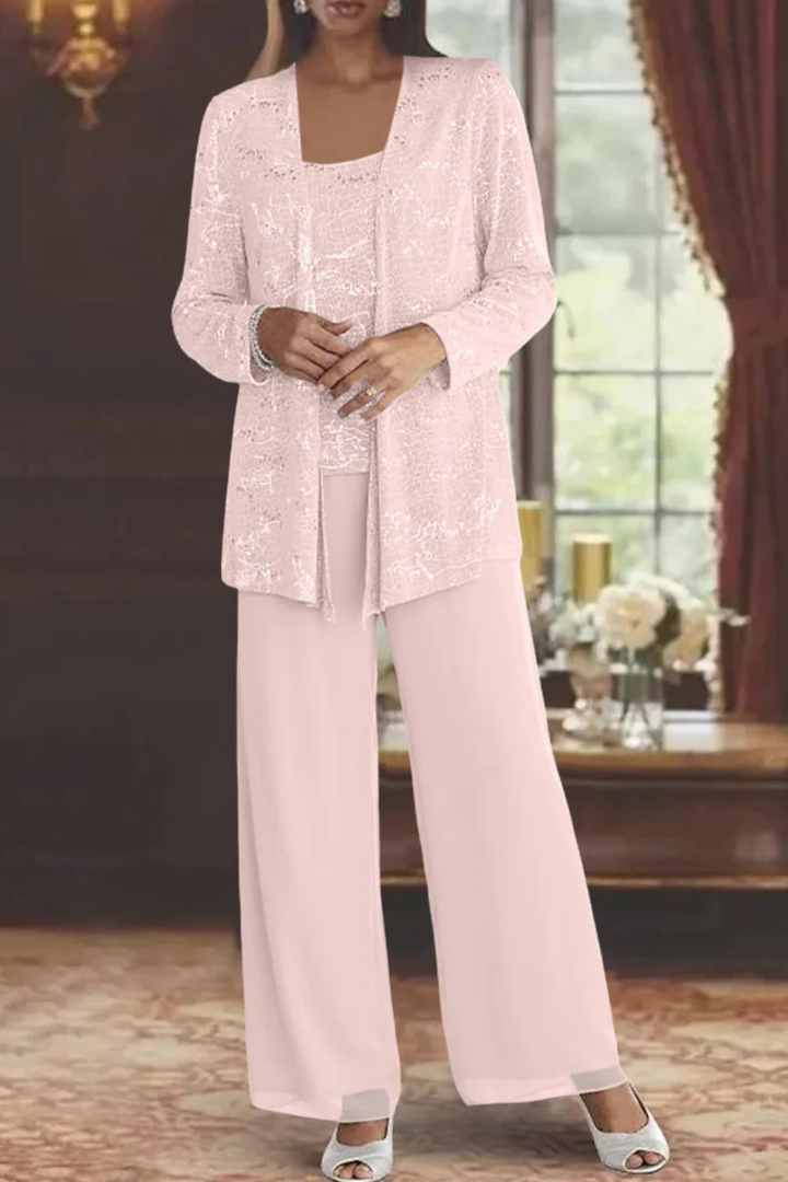 Special occasion women's formal 3-piece evening set. Flowing silhouette for an elegant appearance.