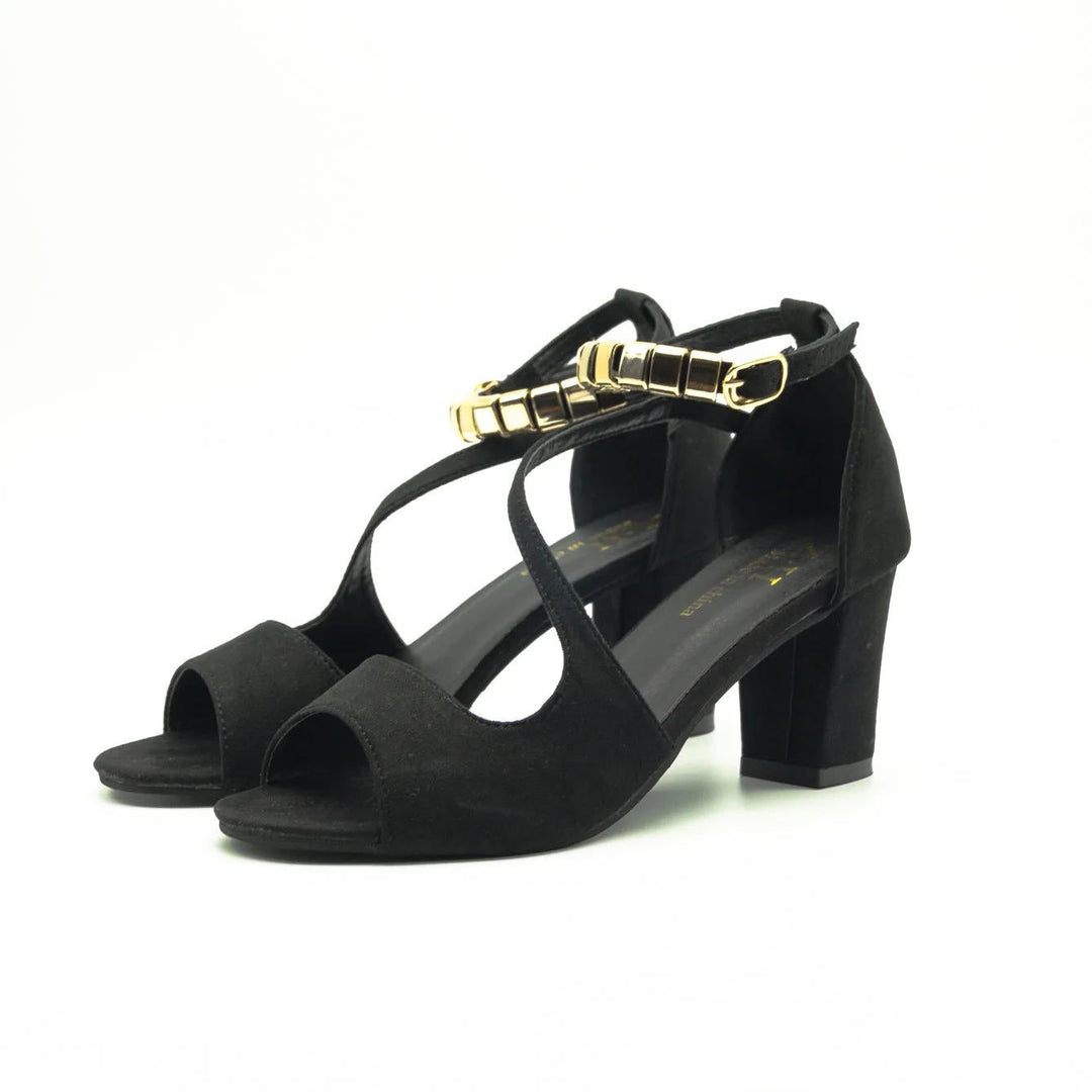 Comfortable women's block heel sandals with non-slip sole, open toe, and elegant beaded ankle strap for summer.