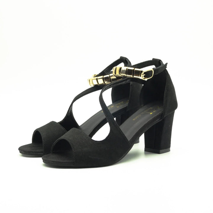Comfortable women's block heel sandals with non-slip sole, open toe, and elegant beaded ankle strap for summer.