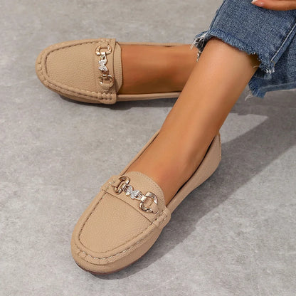 Comfortable and chic women's loafers with a sophisticated crystal chain.