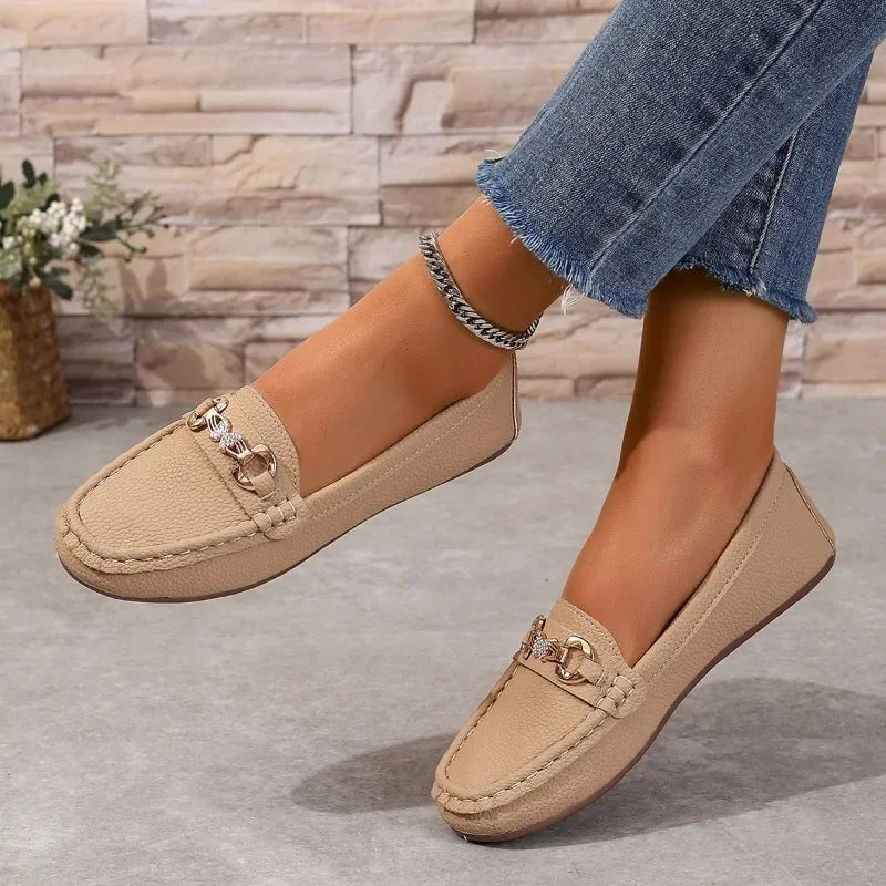 Stylish women's loafers, comfortable for everyday wear with crystal detail.