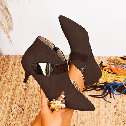 Elegant women's brown pointed heels, perfect for dress wear, featuring plush cushioned comfort.