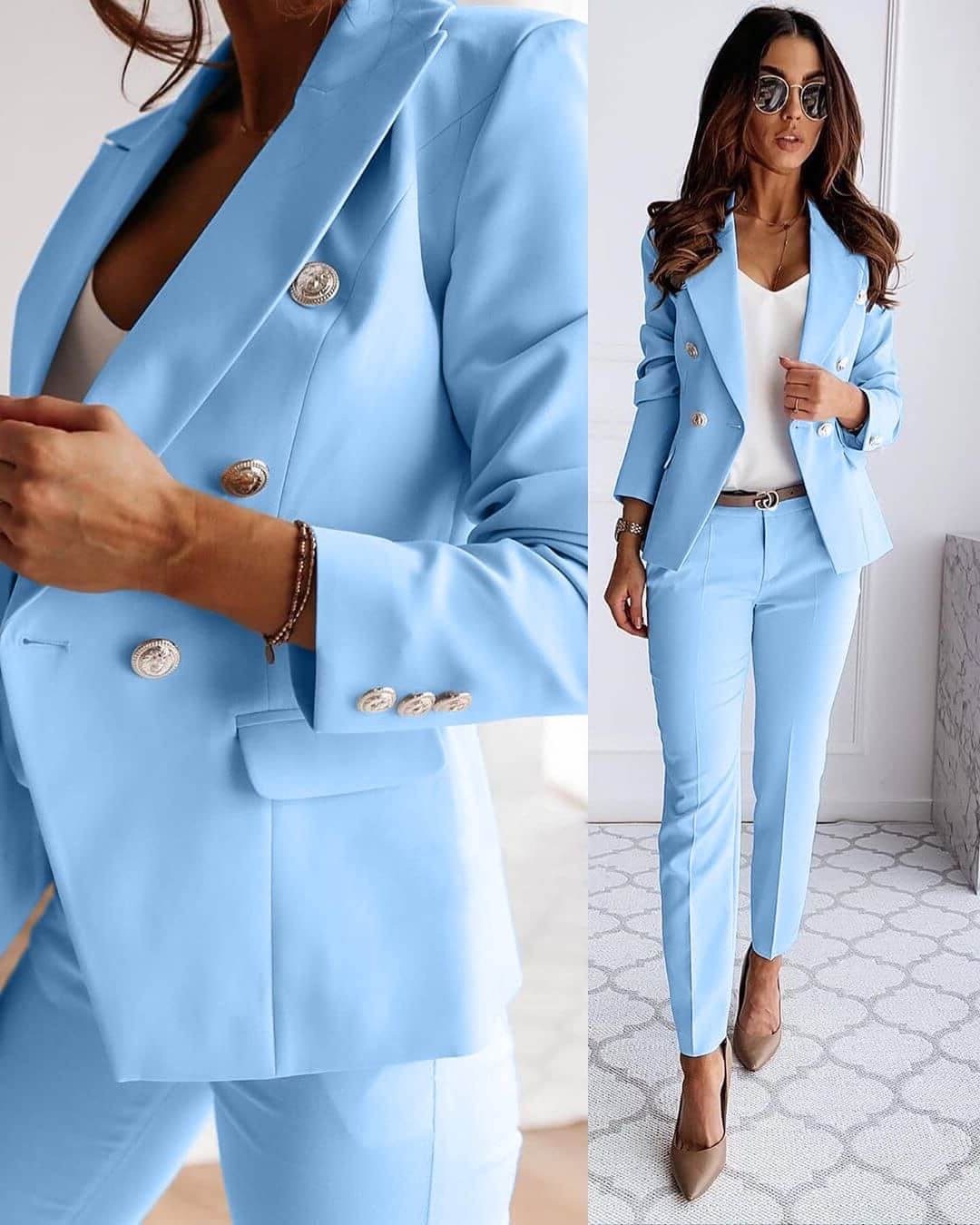 Women's elegant blazer set with a sophisticated tailored fit, perfect for professional workwear and formal business fashion.