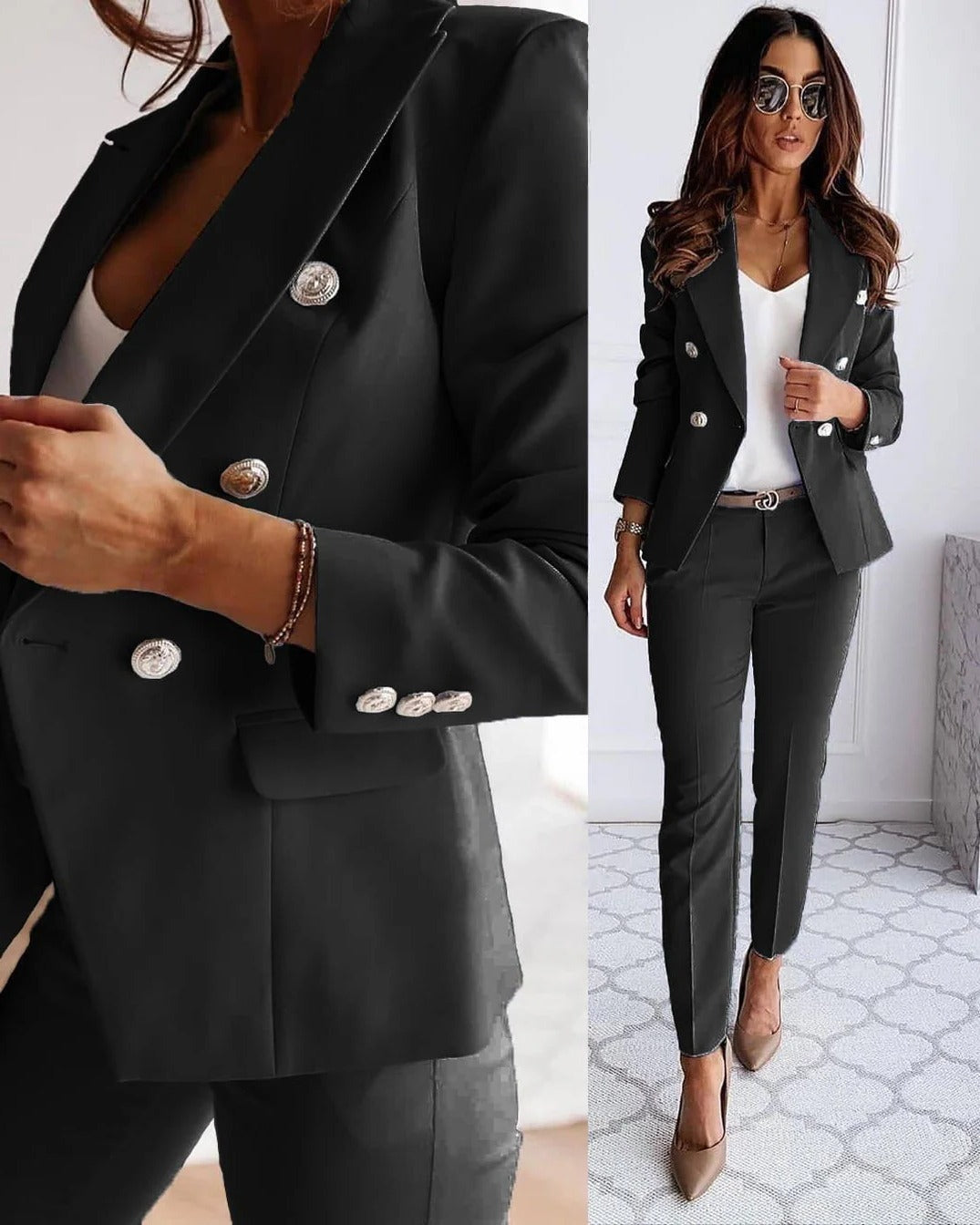Contemporary women's elegant blazer set, a timeless and versatile choice for modern professional and chic fashion.