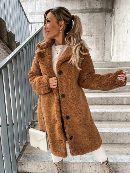 Versatile women's stylish long coat, an elegant casual outerwear piece suitable for any season.