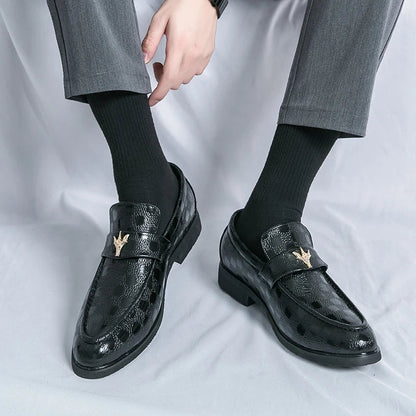 Women's elegant check-embossed slip-on loafers, perfect for office or casual chic.
