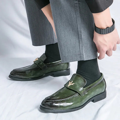 Textured check-embossed women's elegant loafers, easy slip-on, ideal for office and casual.