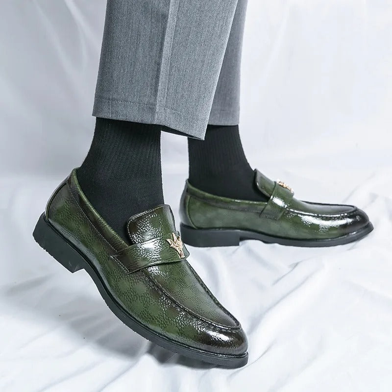 Classic women's loafers with a modern check-embossed texture. Comfortable slip-on shoes.