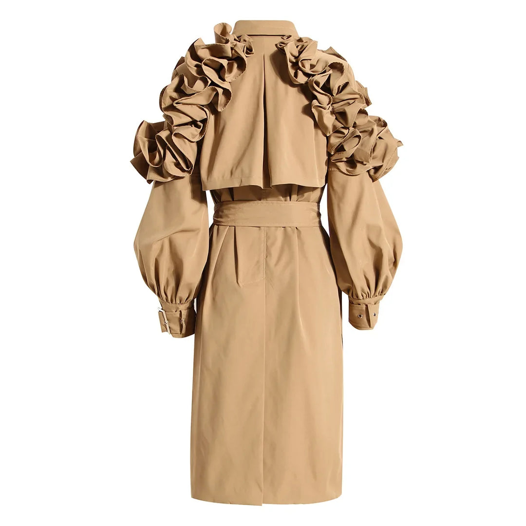 Classic women's trench coat, exuding sophistication; ideal for elegant and versatile layering.