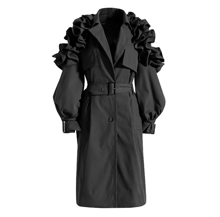 Sophisticated long trench coat for women, offering a classic and stylish look for any season.