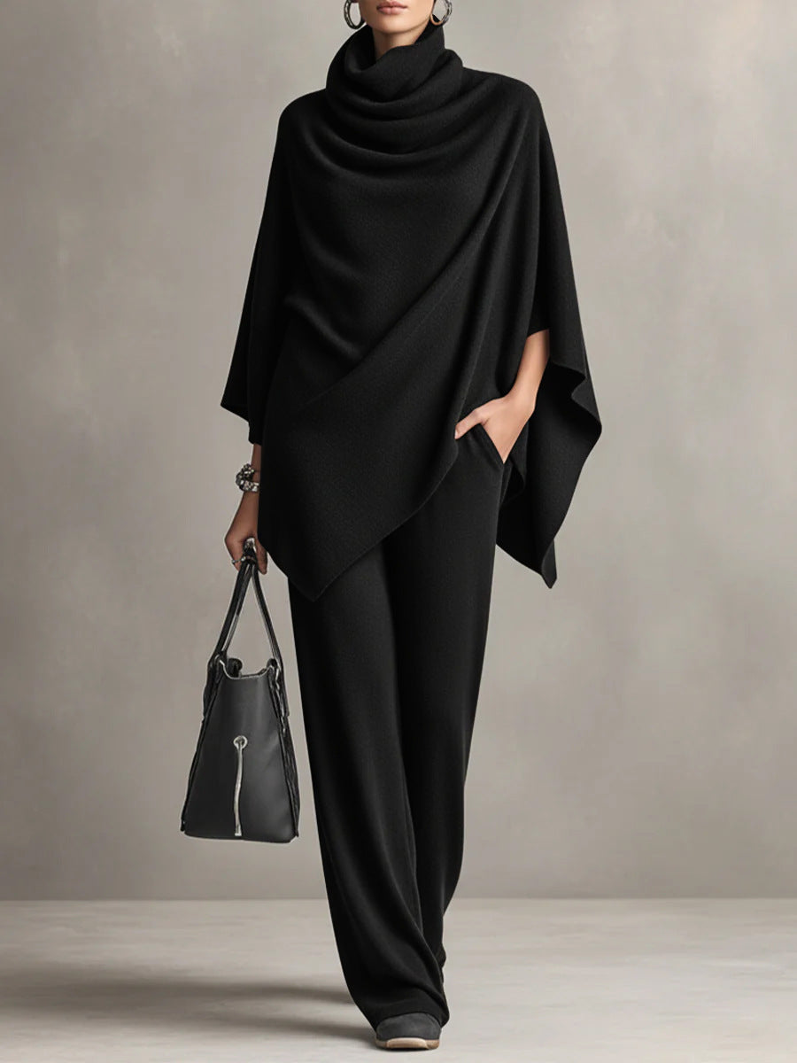 Women's elegant drape two-piece flowy set. Comfortable, versatile women's fashion coordinated set.