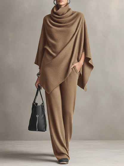 Elegant women's flowy two-piece set with beautiful drape. Perfect for casual comfort and versatile styling.
