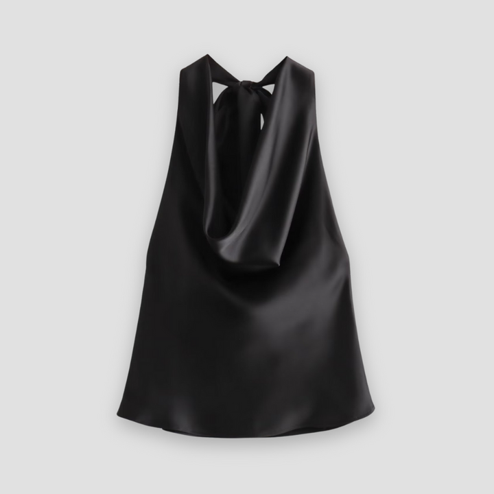 Chic women's draped halter top, ideal for summer style & dressy casual occasions.
