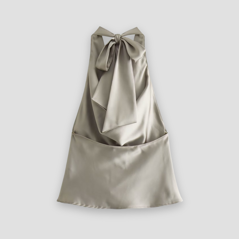 Dressy casual women's top: sophisticated draped halter tank, great for summer.