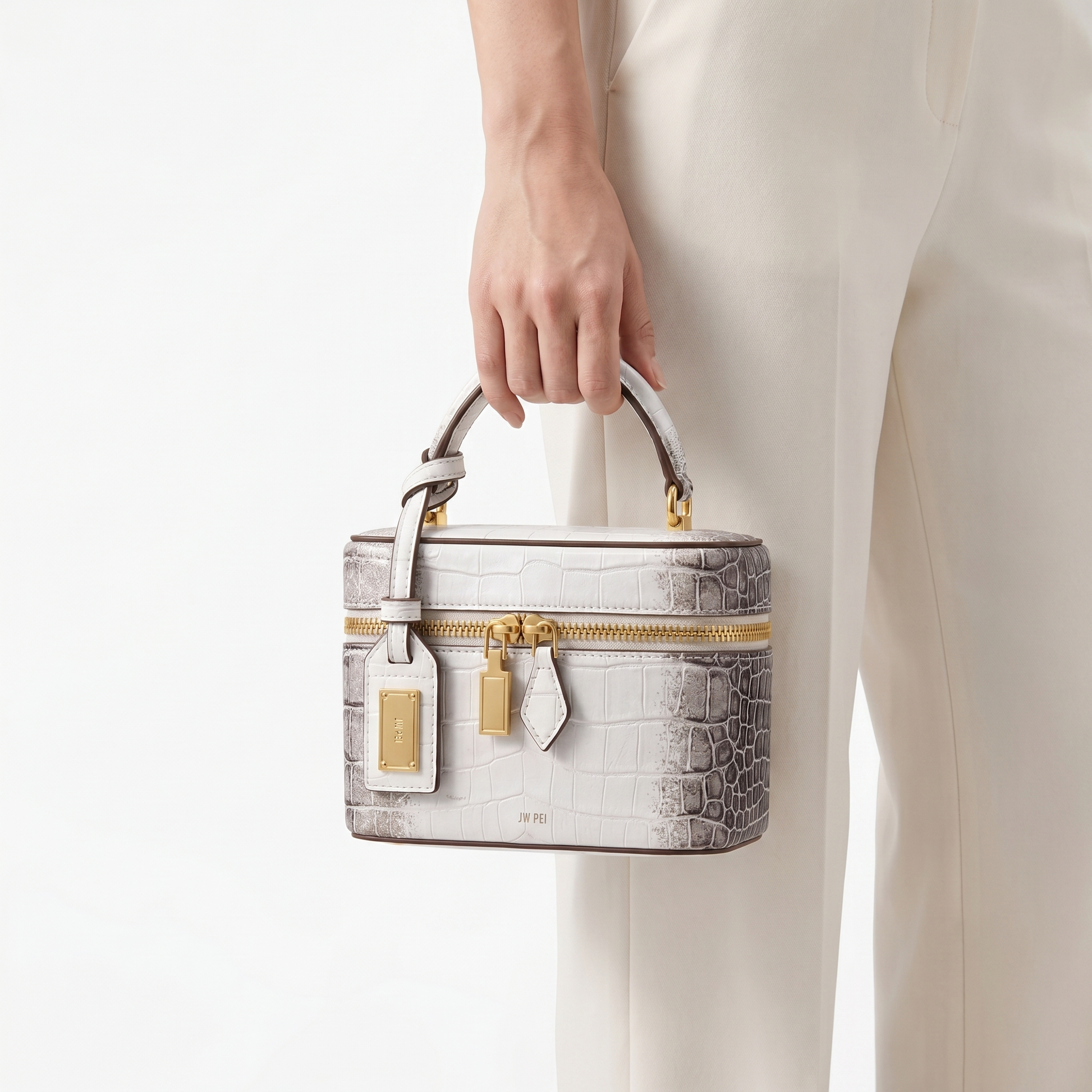 Stylish daily carry women's shoulder bag, crocodile print faux leather design.