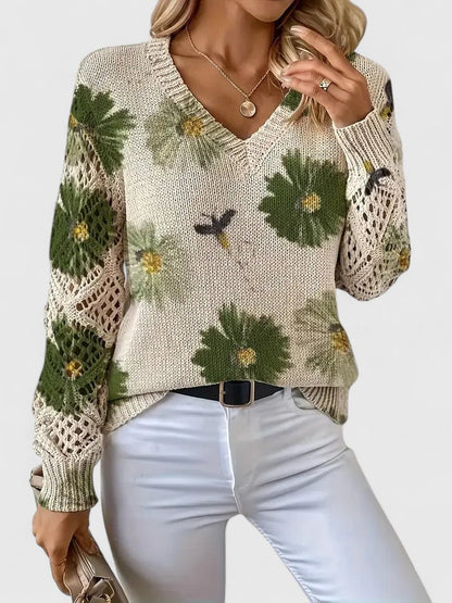 Elegant floral knit women's cardigan, a versatile layering top for any season.