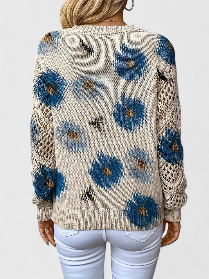 Spring fashion women's floral knit cardigan, comfortable & stylish.