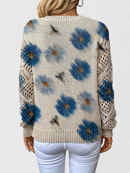 Spring fashion women's floral knit cardigan, comfortable & stylish.