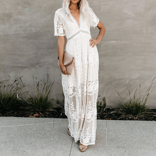Women's elegant flowy Belinda maxi dress for summer vacations & casual wear.