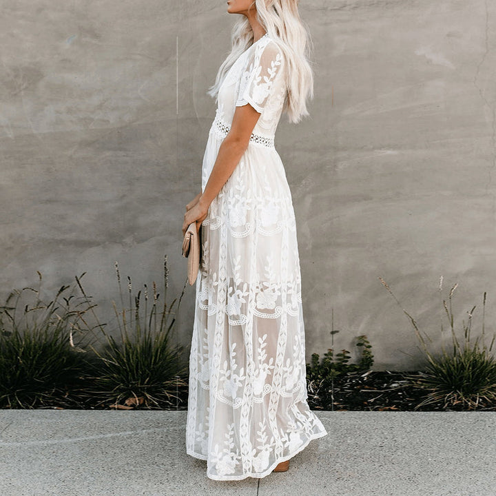 Handmade women's flowy Belinda maxi dress, an elegant summer choice for any occasion.