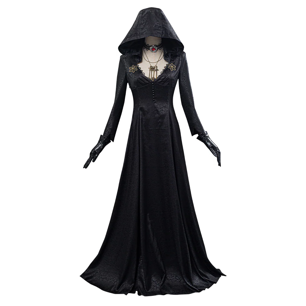 Elegant women's gothic vampire dress, perfect adult fantasy outfit for cosplay events or Halloween parties.