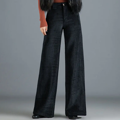 Stylish women's high-waist wide-leg pants, a must-have for chic fall and winter fashion apparel.