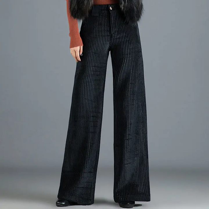 Stylish women's high-waist wide-leg pants, a must-have for chic fall and winter fashion apparel.
