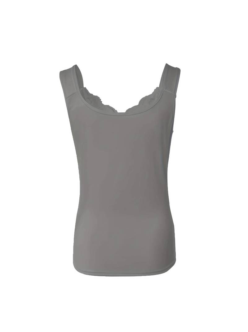 Chic women's lace trim sleeveless top, perfect for elegant casual wear and versatile outfits.